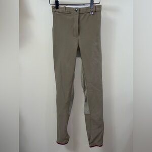 John Field full seat khaki breeches has a 24in waist by measurement